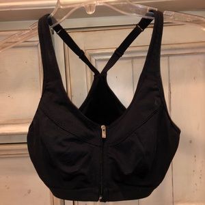 zip-up sports bra with built in cup
